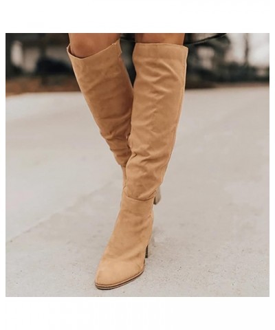 Women Fashion Casual Vintage Retro Mid-Calf Boots Lace Up Thick Heels Shoes Bh6-khaki $27.36 Boots