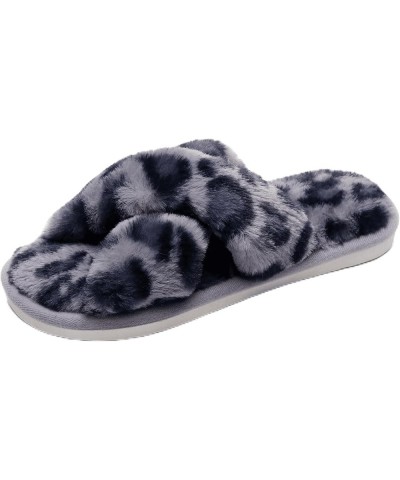 Women's Fuzzy Fluffy Furry Fur Slippers Flip Flop Open Toe Cozy House Memory Foam Sandals Slides Soft Flat Comfy Anti-Slip Sp...