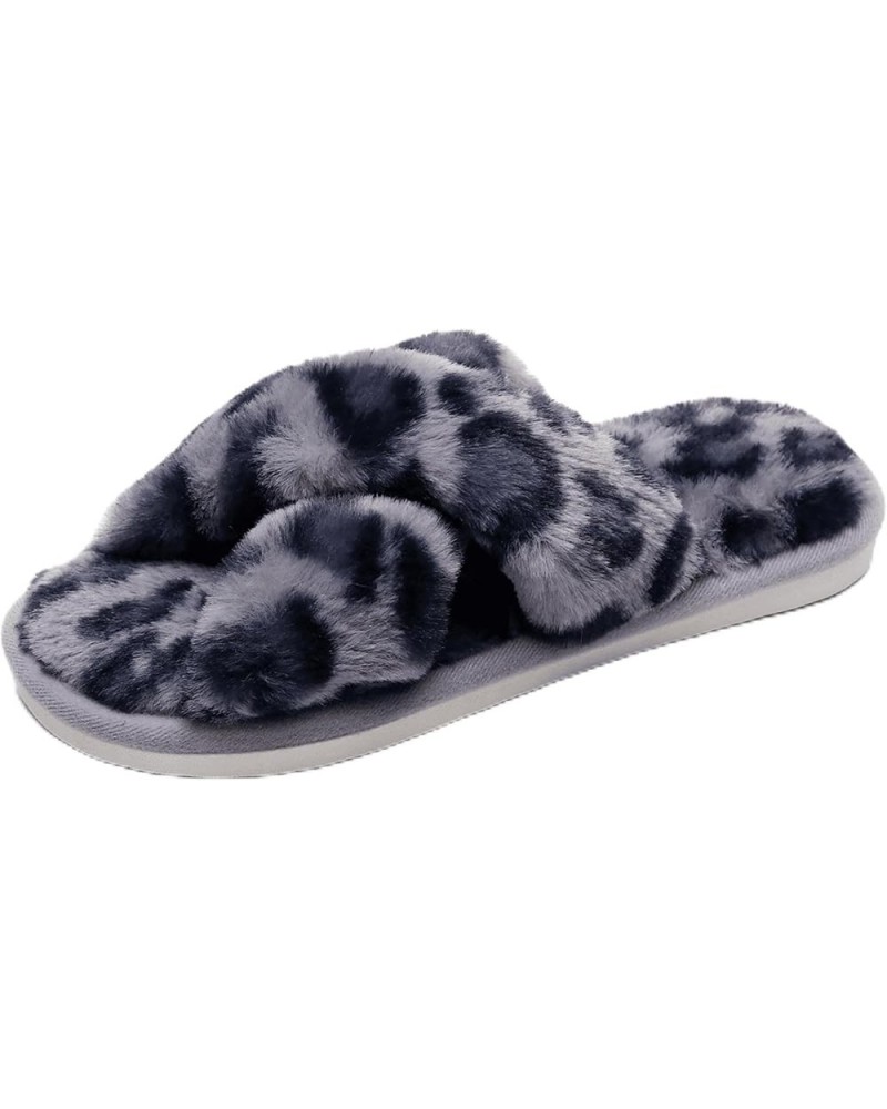 Women's Fuzzy Fluffy Furry Fur Slippers Flip Flop Open Toe Cozy House Memory Foam Sandals Slides Soft Flat Comfy Anti-Slip Sp...