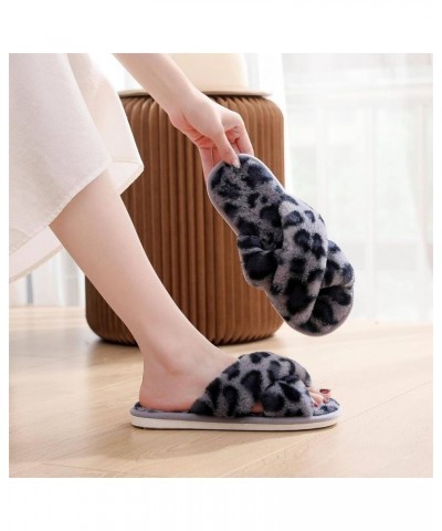 Women's Fuzzy Fluffy Furry Fur Slippers Flip Flop Open Toe Cozy House Memory Foam Sandals Slides Soft Flat Comfy Anti-Slip Sp...