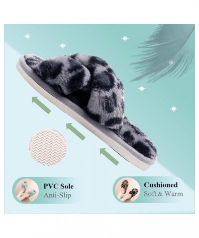 Women's Fuzzy Fluffy Furry Fur Slippers Flip Flop Open Toe Cozy House Memory Foam Sandals Slides Soft Flat Comfy Anti-Slip Sp...