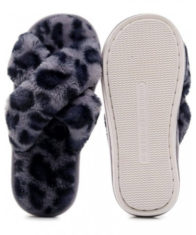 Women's Fuzzy Fluffy Furry Fur Slippers Flip Flop Open Toe Cozy House Memory Foam Sandals Slides Soft Flat Comfy Anti-Slip Sp...