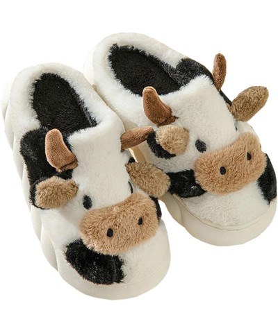 Cow Slippers for Women Men Soft Fluffy Slipper, Cute Animal Slippers Winter Warm Cozy Couple House Slippers Non-Slip Kawaii S...