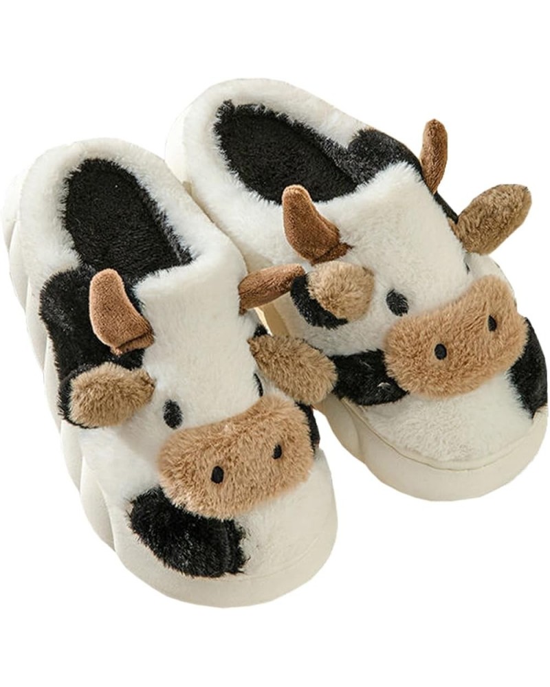 Cow Slippers for Women Men Soft Fluffy Slipper, Cute Animal Slippers Winter Warm Cozy Couple House Slippers Non-Slip Kawaii S...