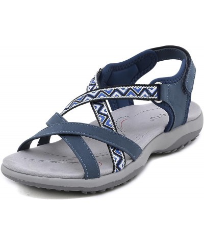 Sandals Women Comfortable Hiking Sandals Lightweight Women Dressy Summer Flat Walking Sandals 5 Blue $23.45 Outdoor Shoes