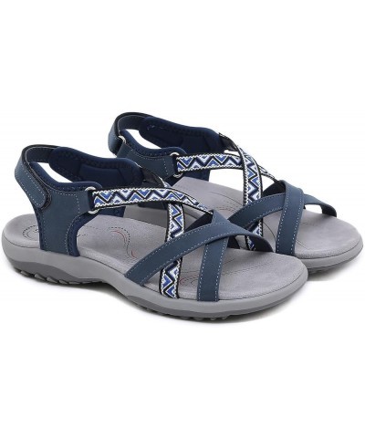 Sandals Women Comfortable Hiking Sandals Lightweight Women Dressy Summer Flat Walking Sandals 5 Blue $23.45 Outdoor Shoes