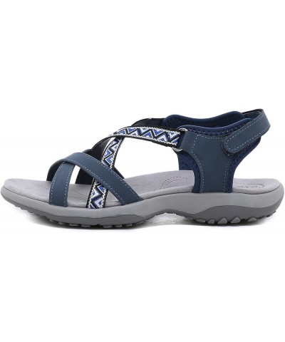 Sandals Women Comfortable Hiking Sandals Lightweight Women Dressy Summer Flat Walking Sandals 5 Blue $23.45 Outdoor Shoes