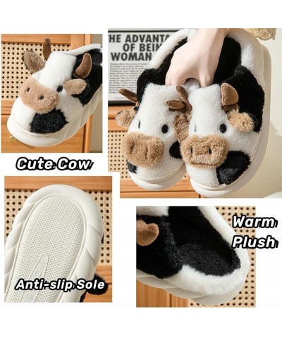 Cow Slippers for Women Men Soft Fluffy Slipper, Cute Animal Slippers Winter Warm Cozy Couple House Slippers Non-Slip Kawaii S...