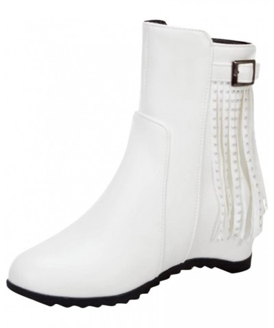 Ankle Boots for Women Mid Calf Boots Chunky Heel Women'S Zipper Snow Boots Women'S Mid Calf Snow Boots White $25.86 Boots