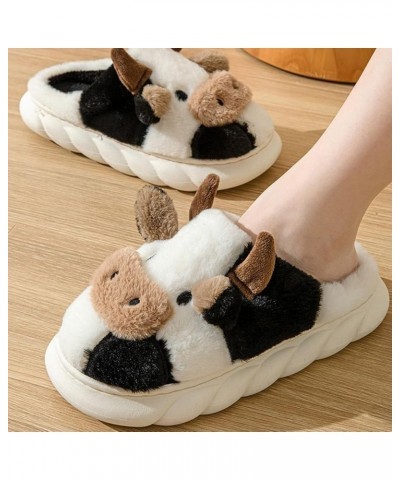 Cow Slippers for Women Men Soft Fluffy Slipper, Cute Animal Slippers Winter Warm Cozy Couple House Slippers Non-Slip Kawaii S...