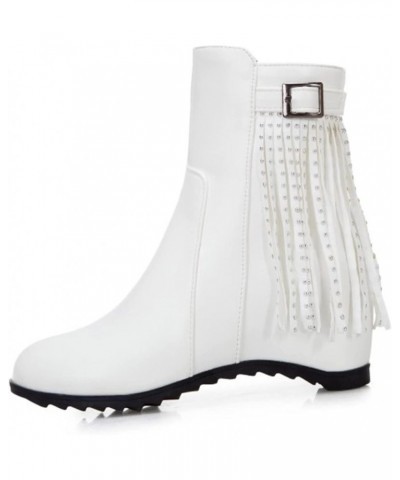 Ankle Boots for Women Mid Calf Boots Chunky Heel Women'S Zipper Snow Boots Women'S Mid Calf Snow Boots White $25.86 Boots