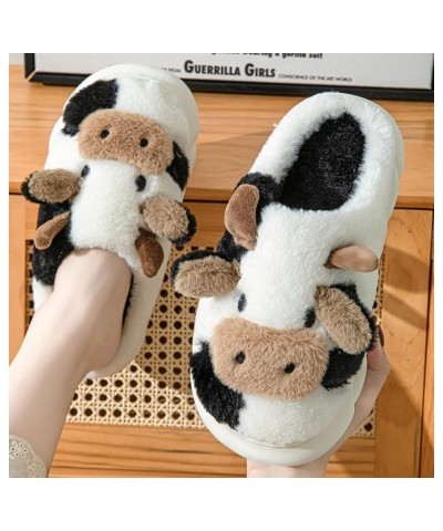 Cow Slippers for Women Men Soft Fluffy Slipper, Cute Animal Slippers Winter Warm Cozy Couple House Slippers Non-Slip Kawaii S...