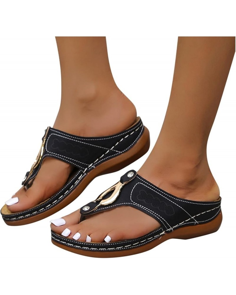 Sandals for Women Casual Summer Sandals Comfortable Slippers with Arch Support Anti-Slip Breathable Sandal Vintage Flip Flop ...