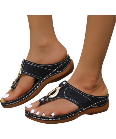 Sandals for Women Casual Summer Sandals Comfortable Slippers with Arch Support Anti-Slip Breathable Sandal Vintage Flip Flop ...