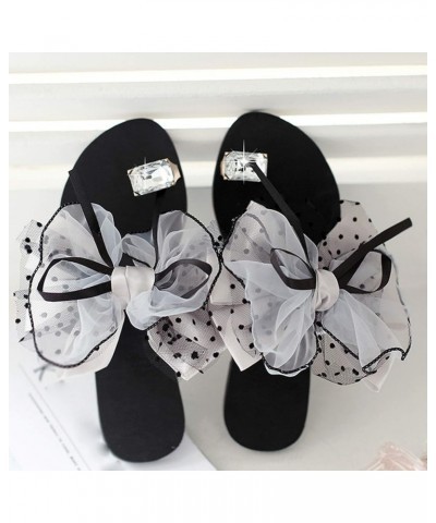 Toe Women's Sandals Size Rhinestone Casual Lace Set Large Bowknot Fashion Women's slipper Grey $14.42 Sandals