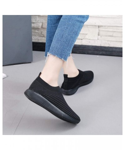 Women Sneakers Slip-On Walking Shoes Low Top Casual Walking Shoes Womens High Top Sneakers Black-3 $16.69 Athletic Shoes