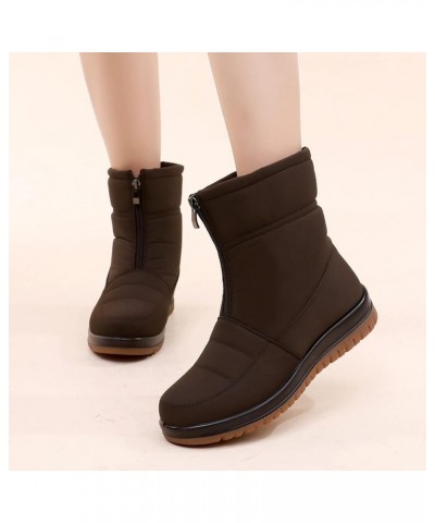 Ladies Warm Snow Boots Flat Boots Casual Shoes Fashion Soft Sole Ladies Nude Boots Shoes Ski Women's Boots Size 11 Wide Brown...