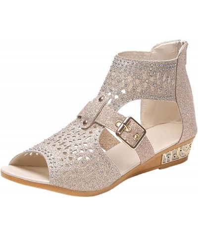 Sandals Women Casual Summer, Women's Sandals 2023 Gladiator Roman Sandals Casual Rhinestones Soft Comfortable Leather Wedges ...