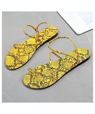 Women'S Beach Sandals Hollow Casual Slippers Flat Shoes Retro Sandals Women Dress Shoes Yellow $10.29 Fashion Sneakers