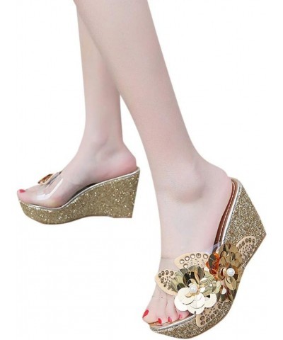 Women Two Band Sandal Heels Ankle Strap Slippers Slingback Sandal Pump Sandals Prom Dance Dress Pumps Shoes Gold $11.79 Sandals