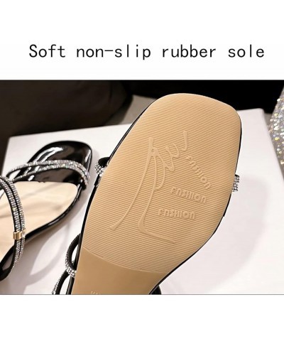 Fashion Summer Crystal Sandals Transparent Solid Color Sequins Middle Heel Square Heel Ladies Slippers for Office Party (Colo...