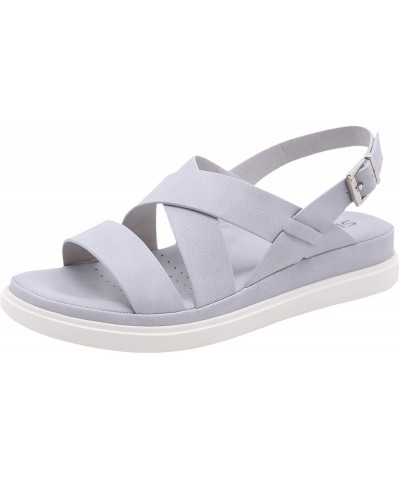 Custom Logo Sandals For Women With Arch Support Cushion Summer Casual Rhinestone Wedge Denim Sandals for Women Grey $12.28 Ou...