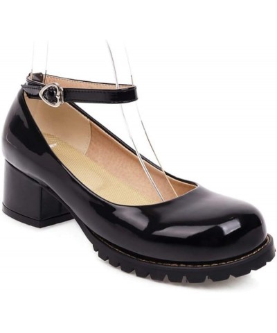 Ankle Strap Mary Jane Platform with Mid-Heel Chunky Pumps and Anti-Slip Flat Shoes with Lightweight for Womens Black $23.79 O...