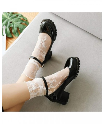 Ankle Strap Mary Jane Platform with Mid-Heel Chunky Pumps and Anti-Slip Flat Shoes with Lightweight for Womens Black $23.79 O...