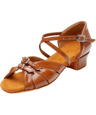 Women's Pointed Open Toe Heeled Sandals Vintage Buckle Strap Soft Sole Medium Low Heel PU Leather Antiskid Latin Brown 6.5 $2...