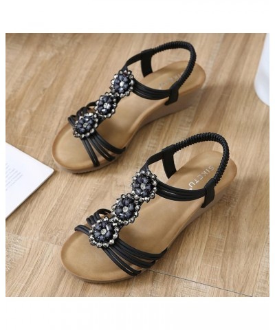 Dress Shoes for Women Comfortable Dressy Wide Rhinestone Sandals for Women Flats Formal Sandals Women with Back Strap Platfor...