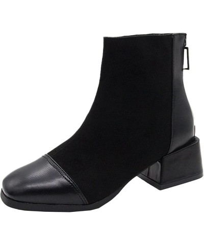 Womens Black Ankle Boots Arch Support Womens Black Ankle Bootie Black Booties for Women Low Heel Round Toe Booties Black And ...