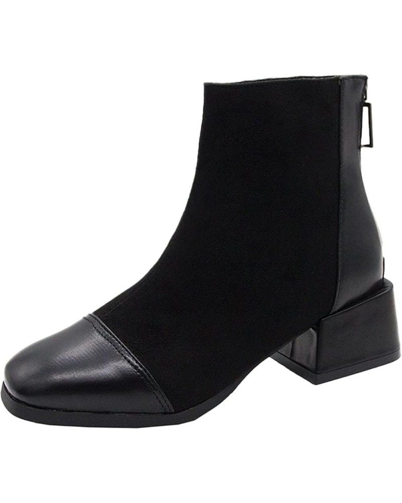 Womens Black Ankle Boots Arch Support Womens Black Ankle Bootie Black Booties for Women Low Heel Round Toe Booties Black And ...