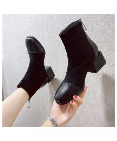 Womens Black Ankle Boots Arch Support Womens Black Ankle Bootie Black Booties for Women Low Heel Round Toe Booties Black And ...