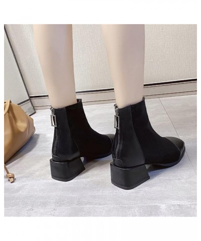 Womens Black Ankle Boots Arch Support Womens Black Ankle Bootie Black Booties for Women Low Heel Round Toe Booties Black And ...