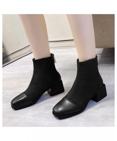 Womens Black Ankle Boots Arch Support Womens Black Ankle Bootie Black Booties for Women Low Heel Round Toe Booties Black And ...