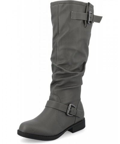 Womens Stormy Boot with Vegan Leather Uppers and Buckle Detail, Grey (Extra Wide Calf), 7 $41.24 Boots