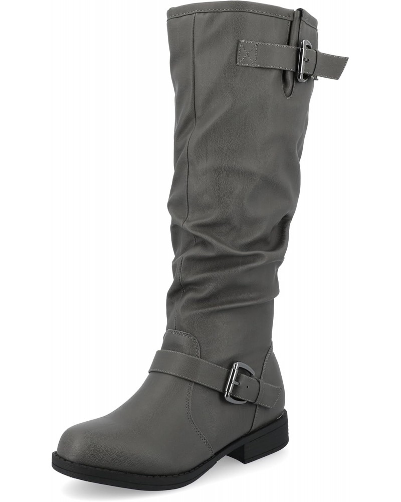 Womens Stormy Boot with Vegan Leather Uppers and Buckle Detail, Grey (Extra Wide Calf), 7 $41.24 Boots