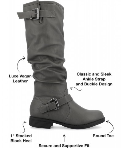 Womens Stormy Boot with Vegan Leather Uppers and Buckle Detail, Grey (Extra Wide Calf), 7 $41.24 Boots