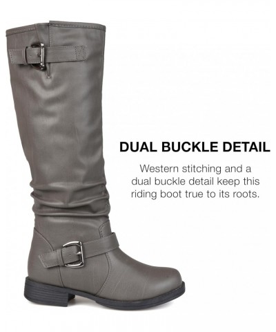 Womens Stormy Boot with Vegan Leather Uppers and Buckle Detail, Grey (Extra Wide Calf), 7 $41.24 Boots