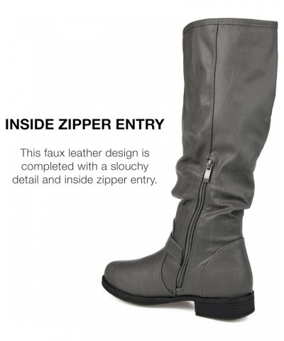 Womens Stormy Boot with Vegan Leather Uppers and Buckle Detail, Grey (Extra Wide Calf), 7 $41.24 Boots