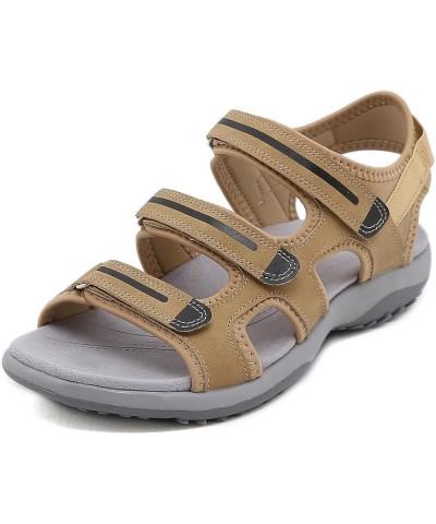 Sandals Women Comfortable Hiking Sandals Lightweight Women Dressy Summer Flat Walking Sandals 4 Light Tan $23.45 Outdoor Shoes