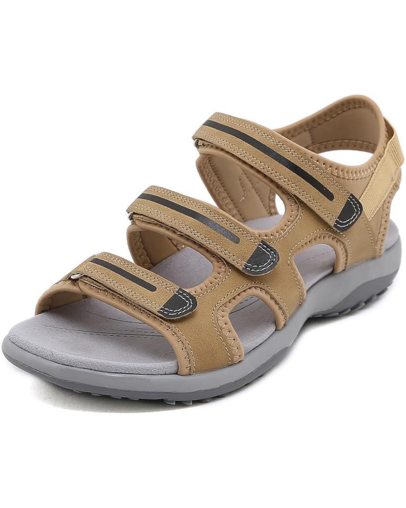 Sandals Women Comfortable Hiking Sandals Lightweight Women Dressy Summer Flat Walking Sandals 4 Light Tan $23.45 Outdoor Shoes