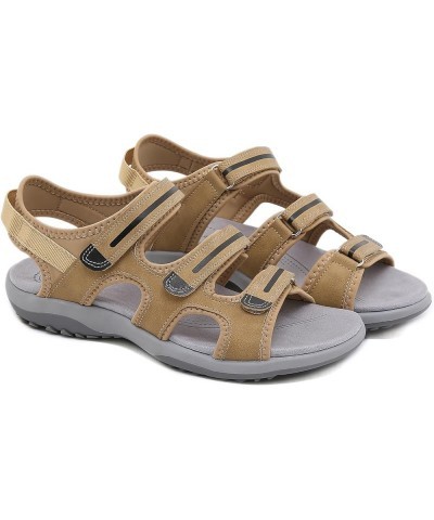 Sandals Women Comfortable Hiking Sandals Lightweight Women Dressy Summer Flat Walking Sandals 4 Light Tan $23.45 Outdoor Shoes