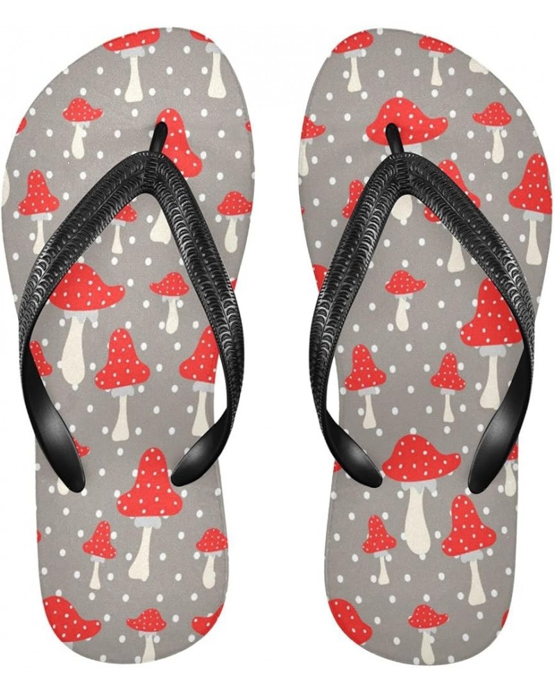 Red Mushrooms Womens Flip Flops White Dots Summer Beach Sandals Casual Thong Slippers Comfortable Shower Slippers Non Slip Wa...