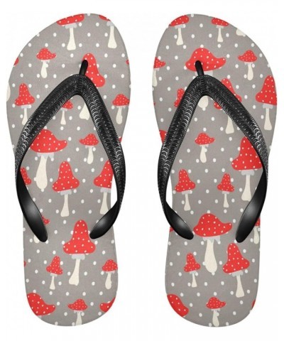 Red Mushrooms Womens Flip Flops White Dots Summer Beach Sandals Casual Thong Slippers Comfortable Shower Slippers Non Slip Wa...