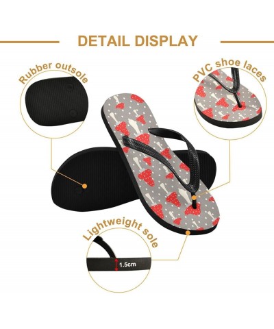 Red Mushrooms Womens Flip Flops White Dots Summer Beach Sandals Casual Thong Slippers Comfortable Shower Slippers Non Slip Wa...