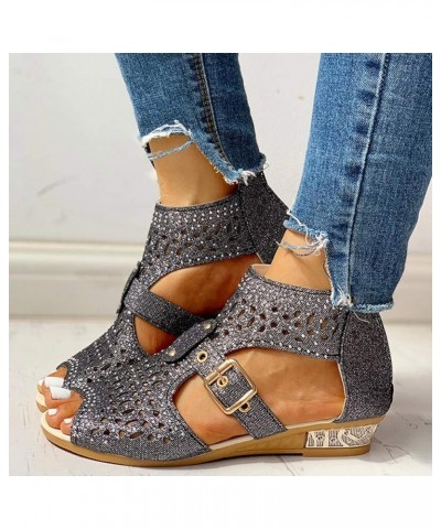 Women's Flip-Flops Short Thick Chunky Block Heels Slide Sandals Trendy Double Bowknots Black $13.24 Sandals