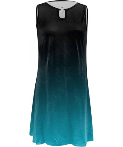 Summer Dress for Women Casual Sleeveless Hollow Out O Neck Sundress Vacation Trendy 2024 A Line Beach Mini Dress C-green $12....