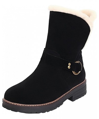 Chunky Ankle Boots for Women Outdoor Non-Slip Thick Heel Plush Warm Snow Boots Low Heel Ankle Boots for Women Z5-black $27.68...