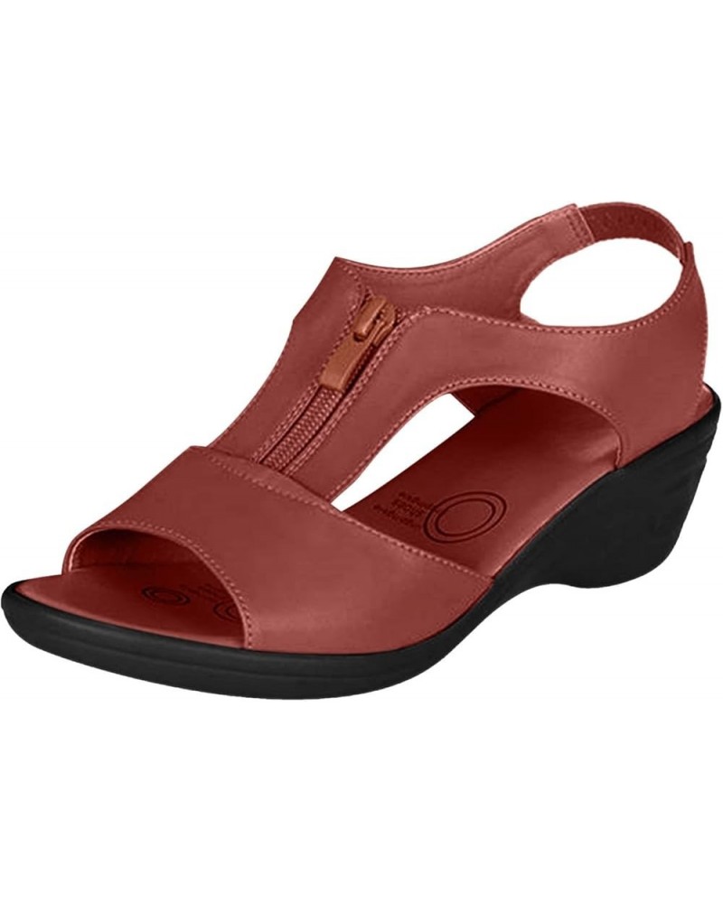 espadrille sandal Sandals for Women Ladies Fashion Solid Wedges Casual Roman Sandals Z 13-brown $15.83 Outdoor Shoes